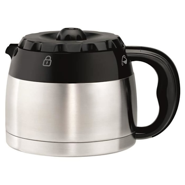 MOULINEX Subito Inox isotermisk filterkaffebryggare, 0,9 L, 8 till 12 koppar, Håller sig varm i 4 timmar, Anti-droppsystem FT360811 Svart