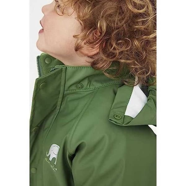 CeLaVi Unisex Basic Regnkläder Set-Solid PU regnjacka, almgrön, 110-119 cm -5 år - 5 år