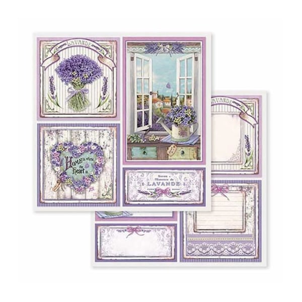 Set med 10 ark scrapbookingpapper 'Provence' från Stamperia (20,3x20,3 cm)