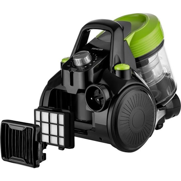 Påslös burkdammsugare - SENCOR SVC 1025GR - 700 W - 78 dB - 2 L - Svart / Grön svart och grönt
