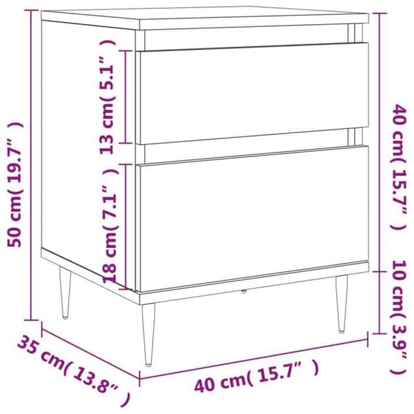 vidaXL Sängbord 2 st Sonoma Grå 40x35x50 cm Konstruerat trä 830665