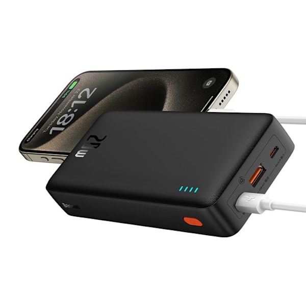 USB extern batteri, Type-C, Micro-USB, 20 W, 20 000 mAh - Baseus Airpow (P10022804113-00) - Svart