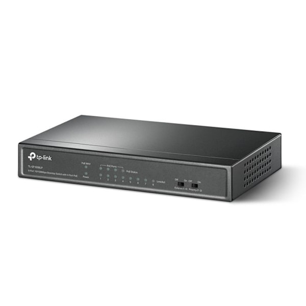 TPLINK TL-SF1008LP 8P Switch 4P PoE TL-SF1008LP 8-Port 10/100 Mbps Desktop Switch med 4-Port PoE 41W PoE budget