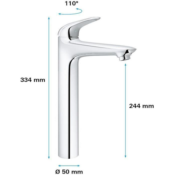 GROHE Ettgrepps tvättställsblandare Storlek XL Wave Chrome 23585001