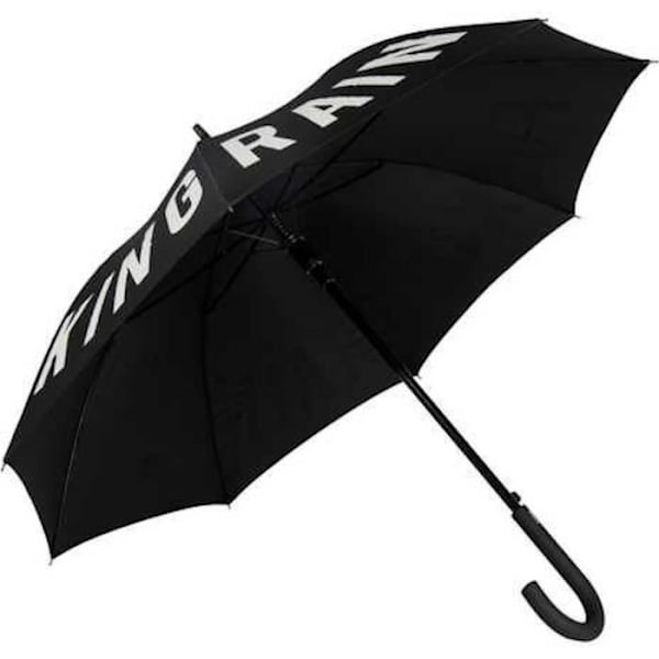 "F****** regn" automatiskt fällbart paraply. Original svart paraply med meddelande. Mått: 106 cm - FISURA svart vitt tryck