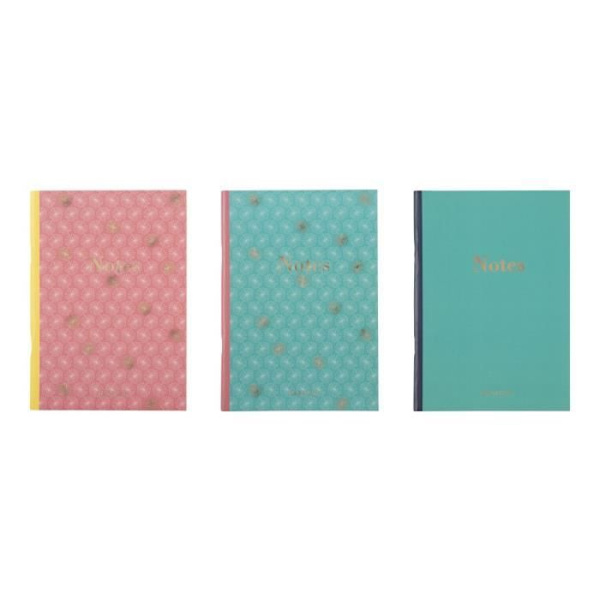 A5 anteckningsböcker - Draeger Paris - 3-pack - Rosa och Grön - FSC®-certifierat papper - 72 linjerade sidor Rosa, Grön