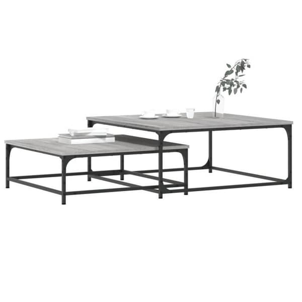 vidaXL Häckande soffbord 2 st Sonoma Grey Engineered Wood 832821 Sonoma grå