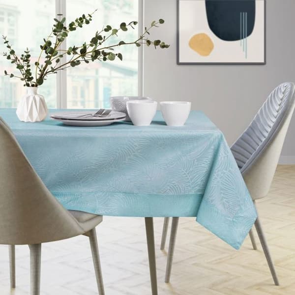 Bordduk Flhf Bordduk Gaia blå pressad växt 110x110 AmeliaHome