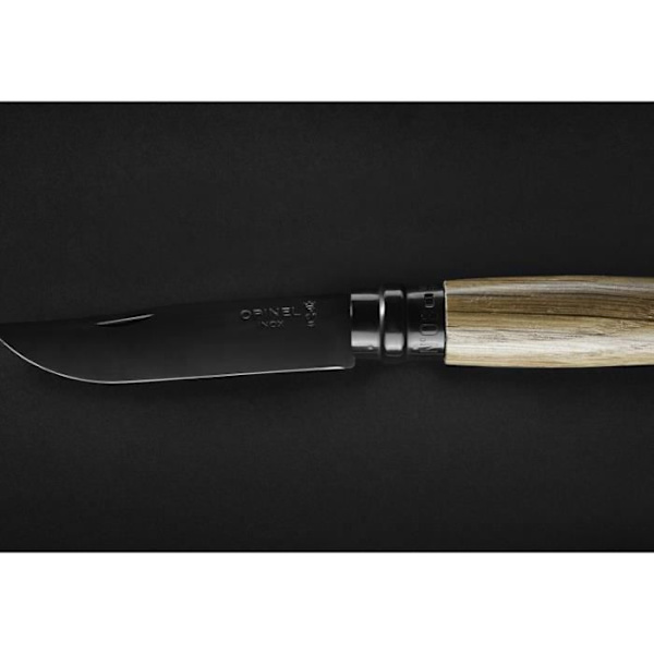 Kniv - OPINEL - N°08 Lyx Ek Svart - Blad 8,5 cm - Rostfritt stål - Trälåda