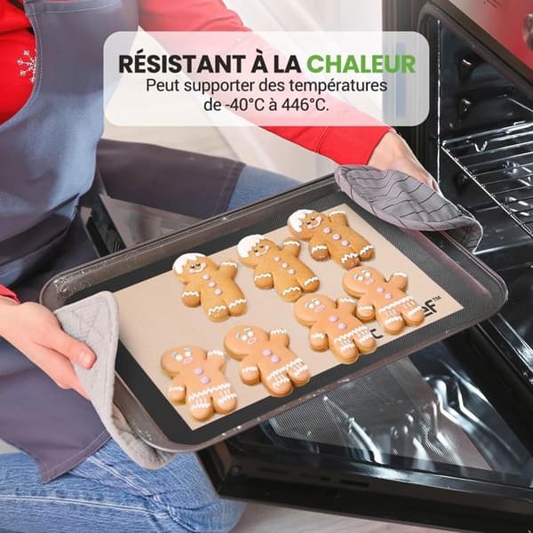 Siliconbakmatta - NUTRICHEF - 42 x 29 cm - 2-pack - Non-stick - Tål 249°C Svart