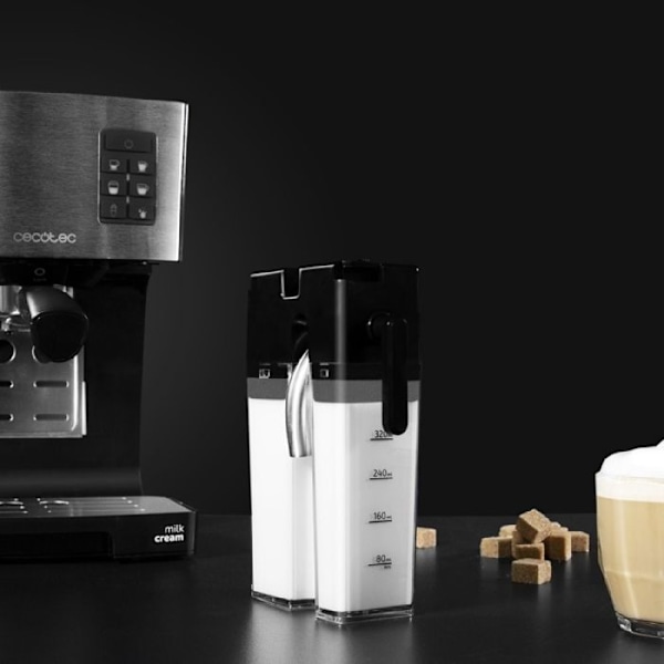 Cecotec Power Instant-ccino 20 halvautomatisk kaffemaskin 1450 W, mjölktank, 20 tryckstänger och termoblock, INOX