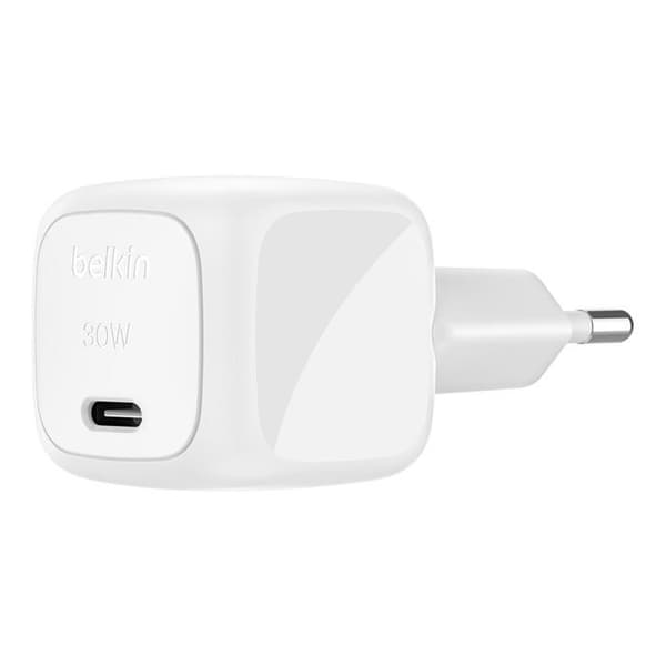 Laddare - Belkin - BoostCharge 30 W - USB-C Power Delivery - Kompakt - Vit