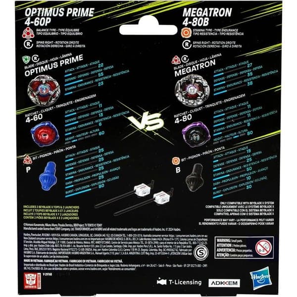 Multipack - Hasbro - Beyblade X Transformers - Optimus Prime 4-60P - Megatron 4-80B - 2 tops och 2 launcherar
