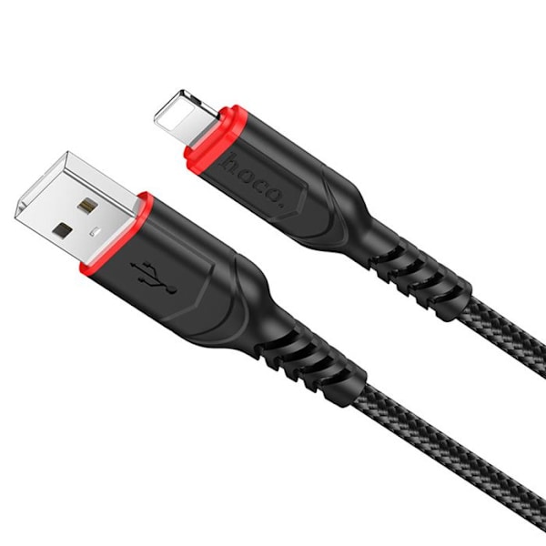 USB-A till Lightning-kabel, 12W, 2,4A, 1,0m - Hoco - Svart