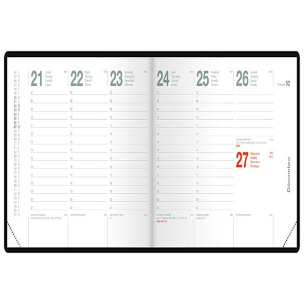 Dagbok - arrangör - refill Oxford - 100739615 - Agenda Europeisk civil Veckobok 15x10cm År 2023 Svart Fransk