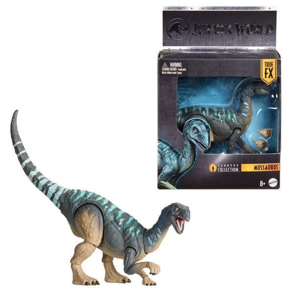 Dinosaurfigur - MATTEL - Mussaurus - rörliga lemmar - detaljerad - Jurassic World-kollektion