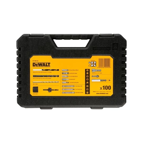 Skruvborrtillbehörslåda - DEWALT - DT71563 - 100 stycken - Borrar, borrkronor, hylsor, hålsågar