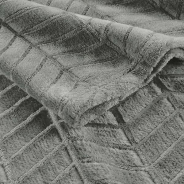 Rutig Fleece Enfärgad "Arya" 180x220cm Grå Grå