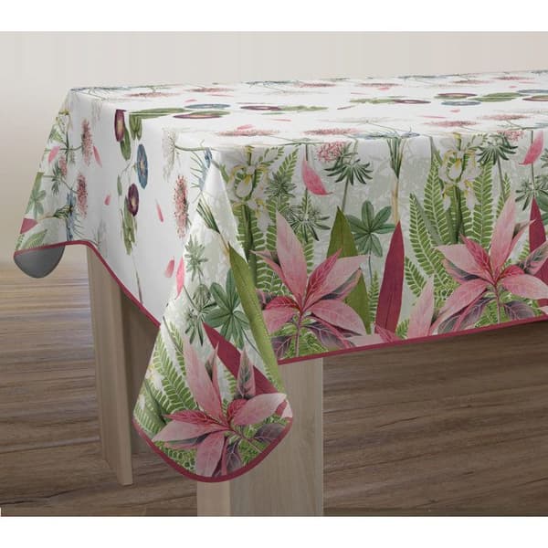 Rektangulär duk Ipomée 150 x 300 cm - Fläckavvisande, vattenavvisande polyester, rosa