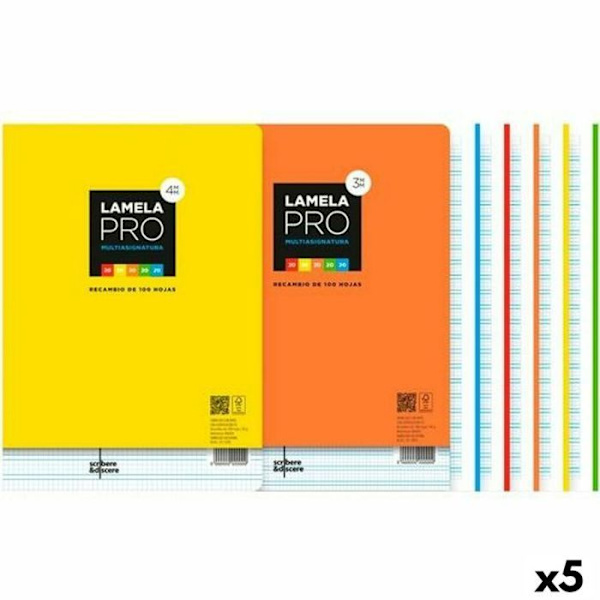 Kutter - skärplatta - Redaktionell lamelklinga - MULTIASIGNATURA - Set med 5 refills LAMELA-PRO 100H 5 COL. A4 AT.C3 MM