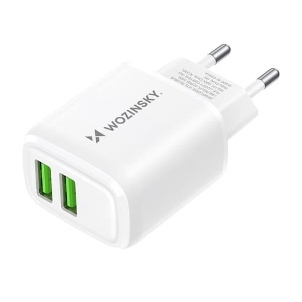 Laddare - WOZINSKY - CUWCW - 2x USB-A 2,4A - Snabbladdning - Överhettningsskydd Vit