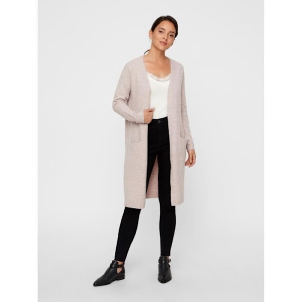 Cardigan kvinna - Vero Moda - vmdoffy - Beige - Lång - Främre fickor Woodrose mix M
