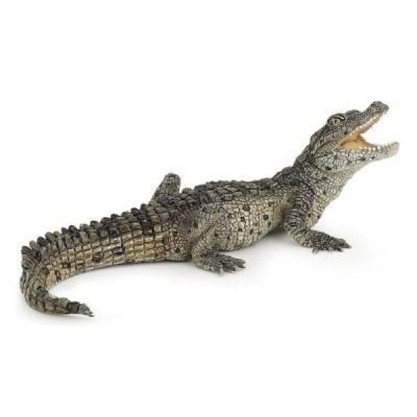 Handmålad PAPO Crocodile Baby Figurine - Grå - För barn från 3 år