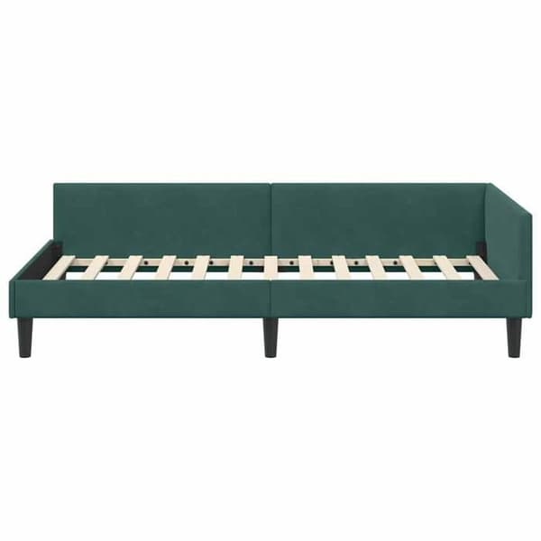 vidaXL Hörnsängram Mörkgrön 90 cm x 200 cm Sammet 42016156