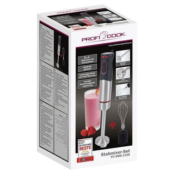 Mixerstav - PROFICOOK - PC-SMS 1226 - 1000 W - Rostfritt stål - Svart Svart, Grå
