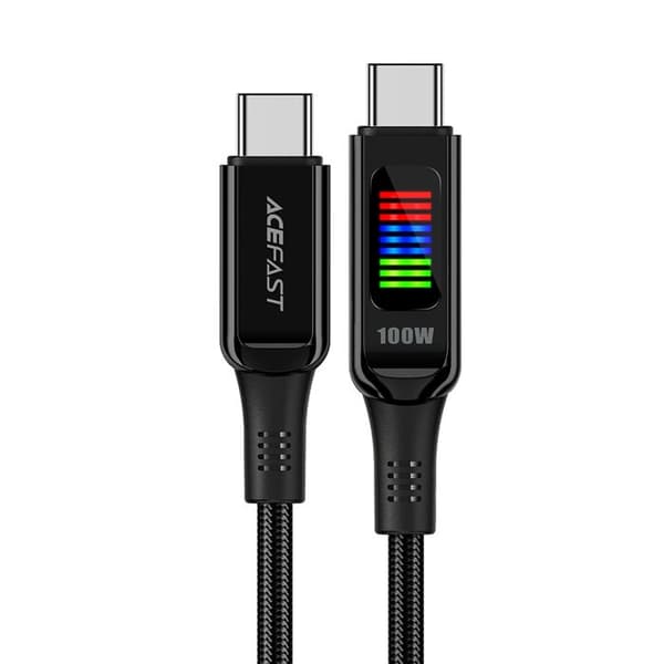 Datakabel - ACEFAST - C7-03 - USB-C ↔ USB-C - 100 W (5 A) - LED-skärm 1,2 m Svart
