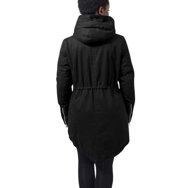 Parka - Urban Classics Dam - Svart - Sherpa-foder - Dragsko i midjan Svart jag