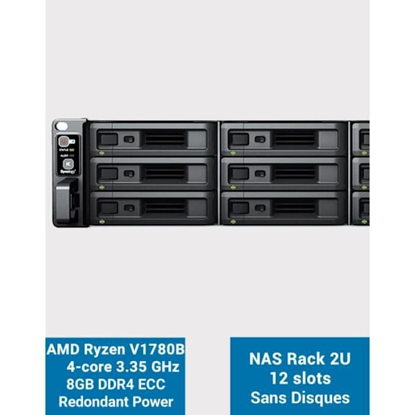 Synology RS2423RP+ 2U 12-bay rackmonterad NAS-server (inga diskar)