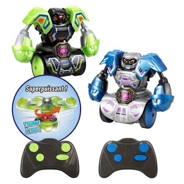 Stridsrobot - SILVERLIT - Kombat Tornado - Destruktionskapacitet - 360° attack - Set med 2 robotar Blå grön