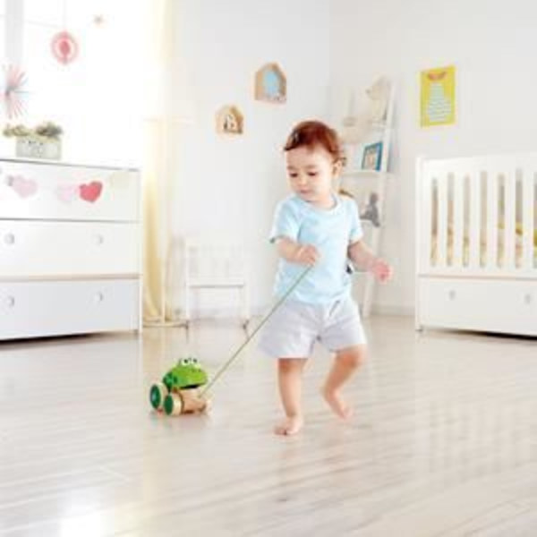HAPE - Trädragleksak - E0361 - Groda att gå Beige