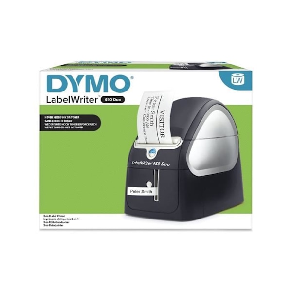 DYMO LabelWriter 450 Duo termisk pappersetikettskrivare kan anslutas till PC/MAC via USB-port