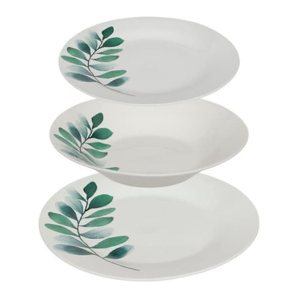 Table Service 18 Delar "Växt" 26cm Vit
