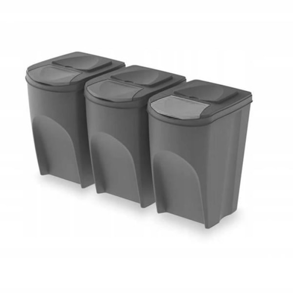 Set med sopkärl 3x35L grå Sortibox Grå