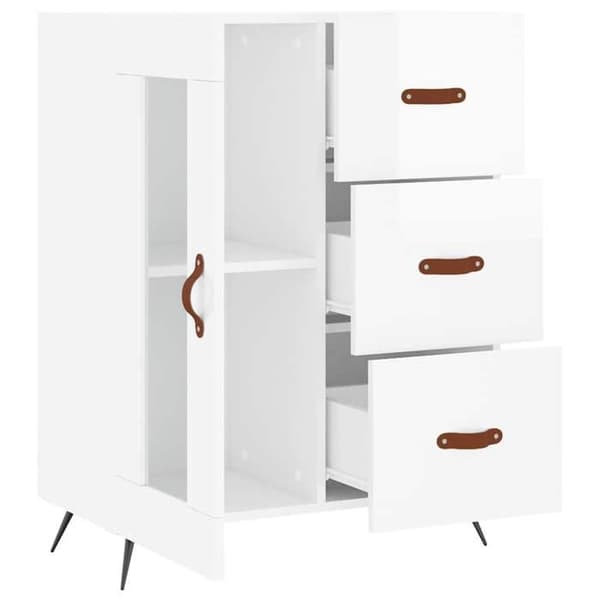 vidaXL Skänk blank vit 69,5x34x90 cm Konstruerat trä 828014