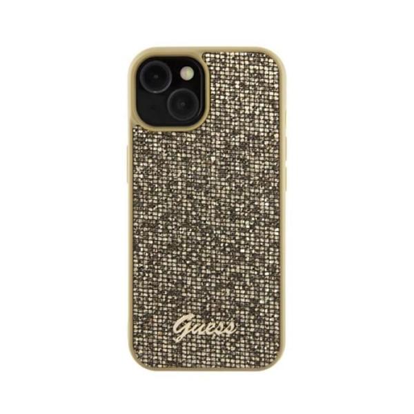 Guess Disco Metal Script - Fodral för iPhone 15 (guld) - 3666339173579