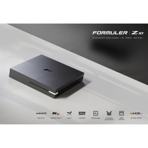 Formulera Z10 - Högpresterande 4K Android-box, Wi-Fi 2.4 och 5GHz, 100M Ethernet, 2GB DDR4 Ram, 8GB Emmc