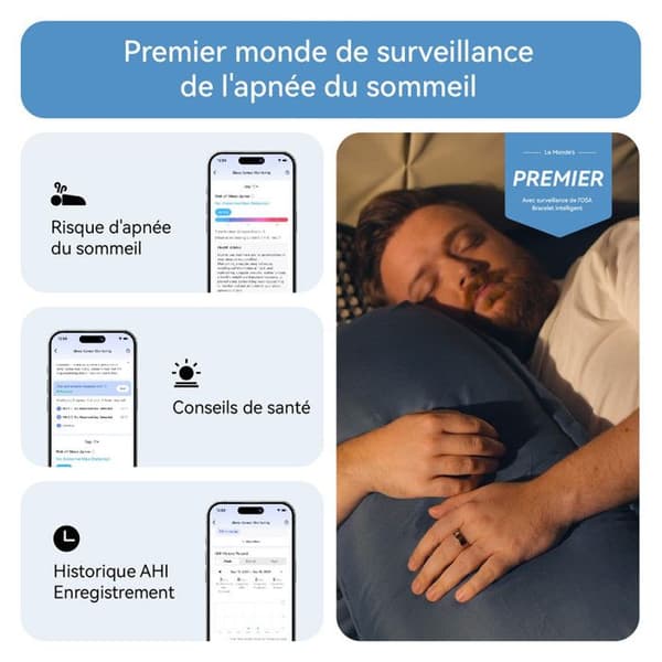 RingConn Gen 2 Smart Ring, Sömn Apné Spårning, 12 Dagar, Sömn, HF & Stress, iOS/Android (Silver, Storlek 7)