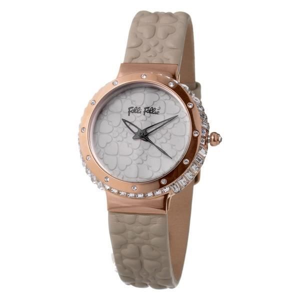 Kvinnoteklocka - Folli Follie - WF13B032SPI - Quartz - Läder - Ø 35 mm Grå, gul
