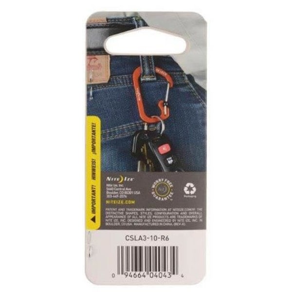Aluminiumkarbin - NITE IZE - Sidelock - Lätt - Glidslåsförsedd - One size röd, blå, orange, kol