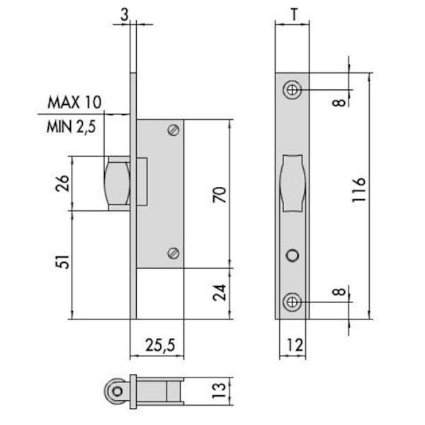 Gångjärn - plugg - möbelgångjärn - pivot Cisa - 5692 - 44237-15-0 Infällt lås S/Cylinder F16