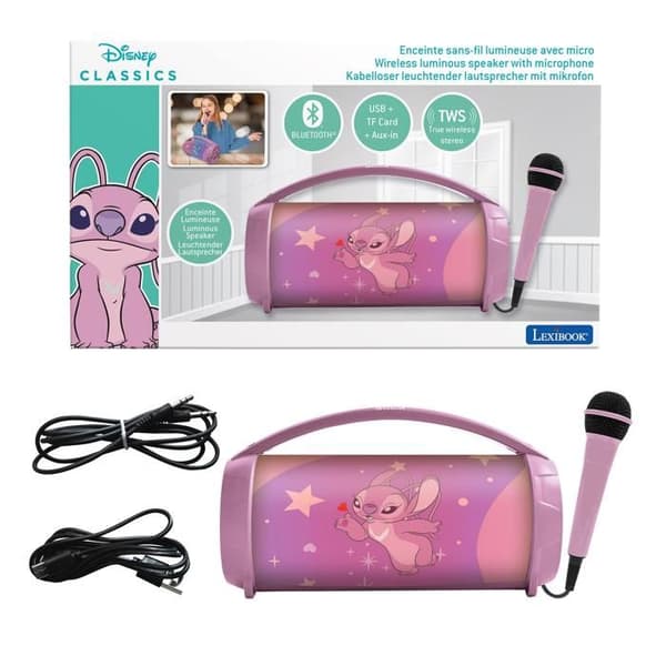 Bluetooth-högtalare med ljus och mikrofon Angel Stitch ROSA
