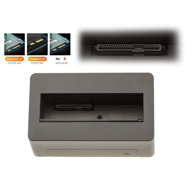 Dockningsstation för SAS-disk, USB3.0 5G-länk, 12V 2A strömförsörjning. Stöd 18TB - USB Serial Attached SCSI SAS HDD Dock