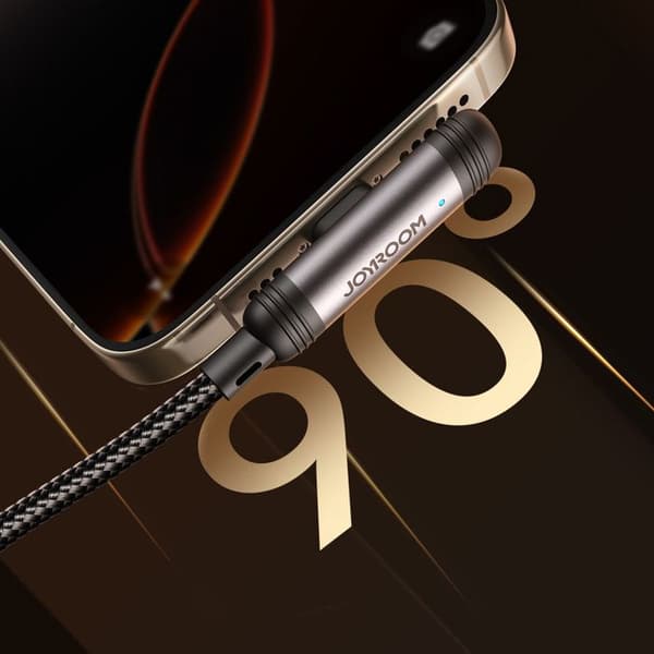 USB-C vinklad kabel - iPhone Lightning 30 W 1,2 m - Svart