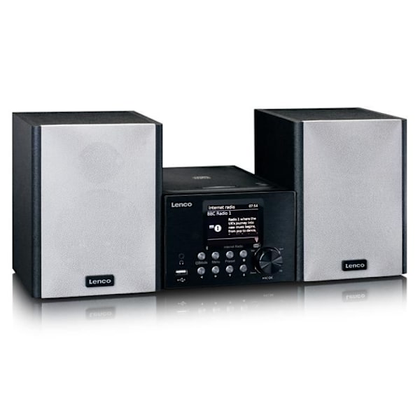 Lenco MC-250BK - Mikrosystem med smart radio, CD/USB-spelare, internet, DAB+, Bluetooth® - Svart Svart