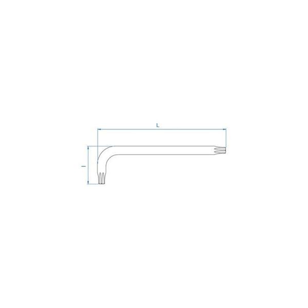 Böjd hane Resistorx kort TT15 L. 53 mm