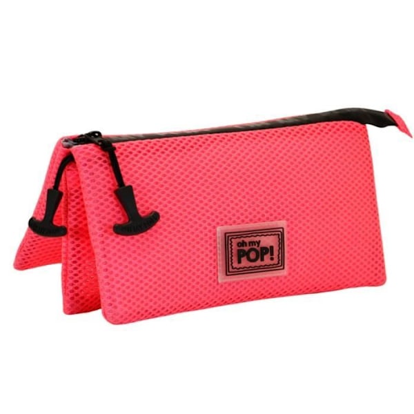 Pennfodral med tre nät - Oh My Pop! - Fucsia Neon - Rosa - Vit - 7,00 x 23,00 x 11,00 cm - Blandat Rosa